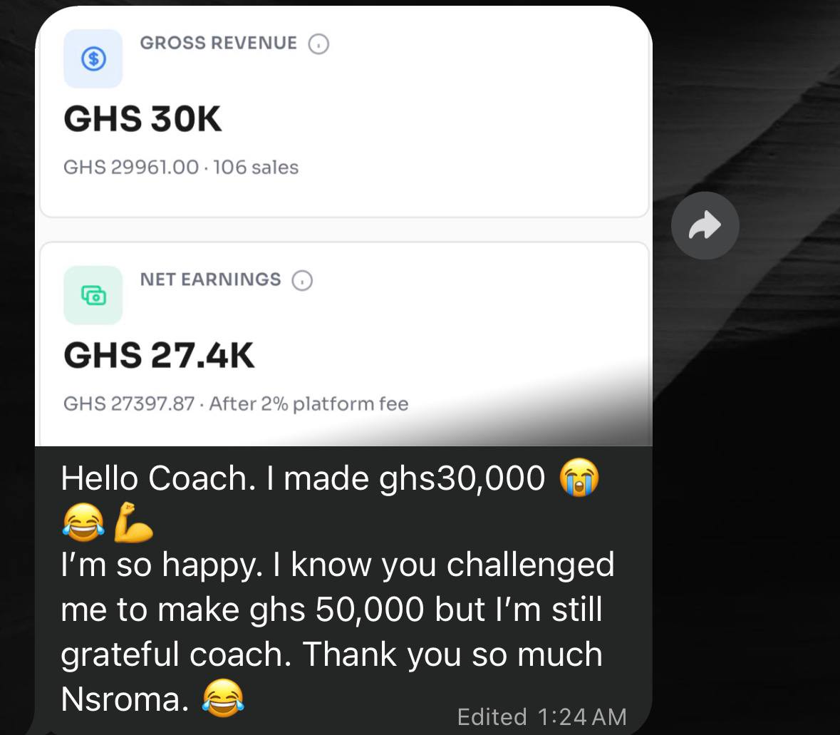 A student made GH₵30,000 after taking our GH₵50,000 challenge.